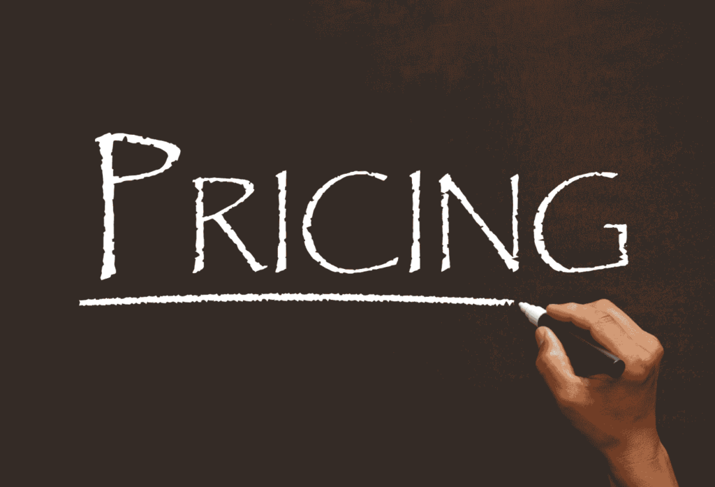 black board says pricing